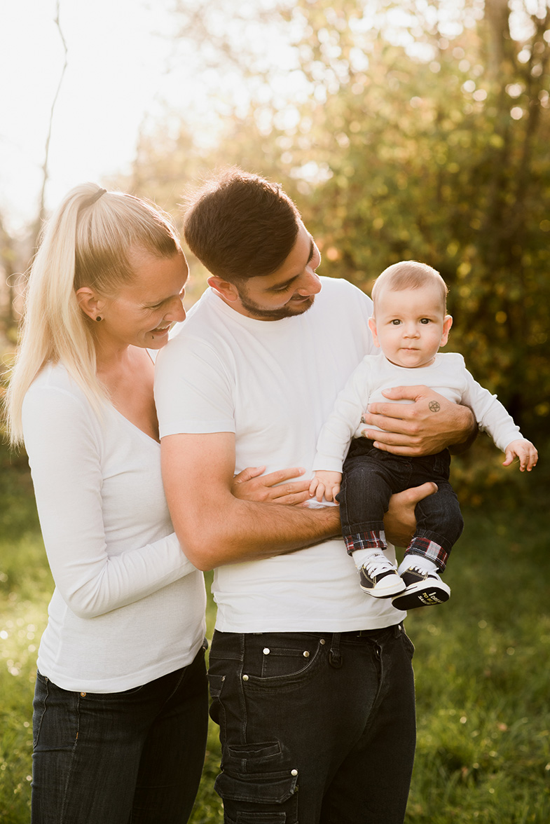 Photographing parents and baby.