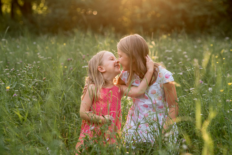 Photographing children in nature.